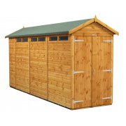 Power 14x4 Apex Secure Garden Shed - Double Door